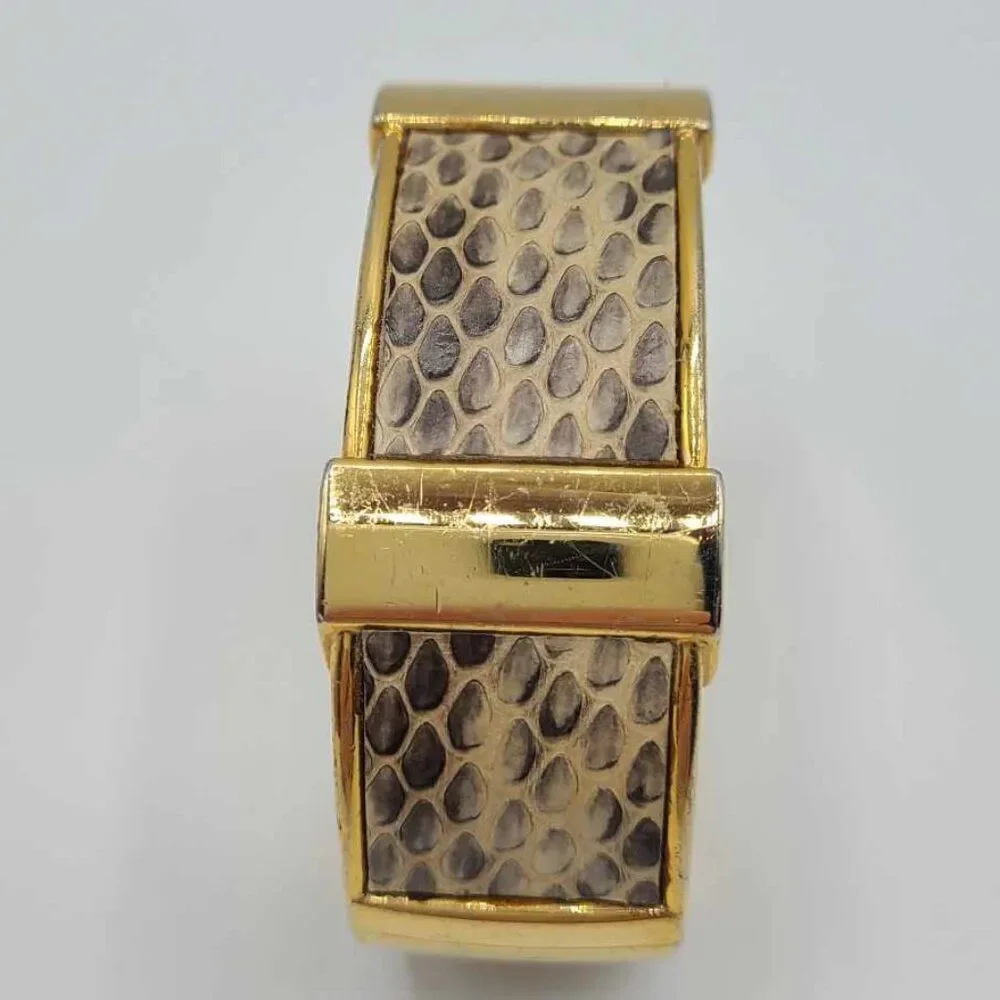 J Crew Hinged Snakeskin Print Bangle Bracelet